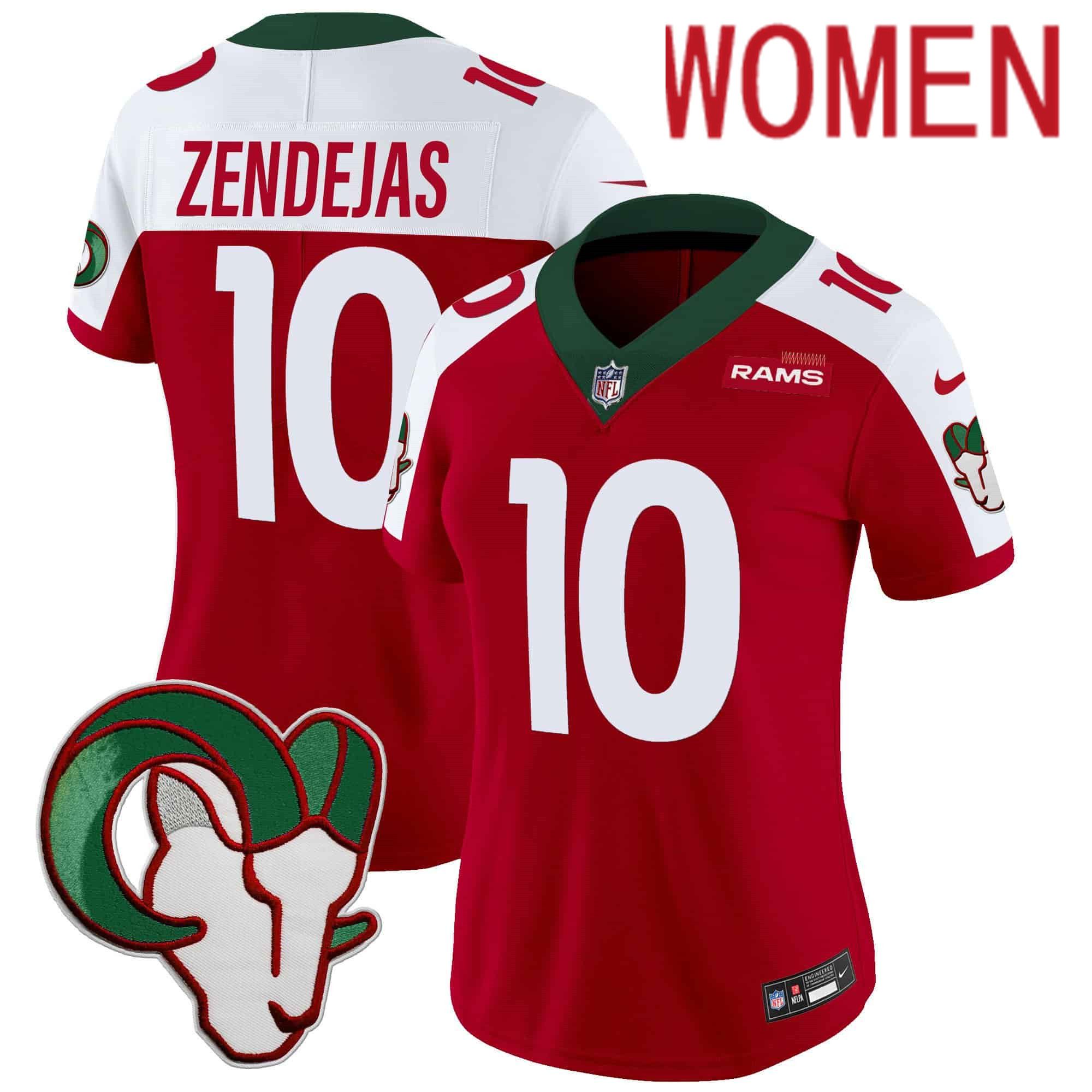 Women Los Angeles Rams #10 Zendejas Red 2024 Nike Mexico Vapor Limited NFL Jersey